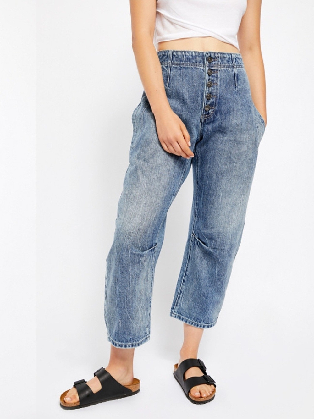 We The Free Osaka Straight Leg Crop Jeans Sz. 33 Intuition Blue Free People Boho